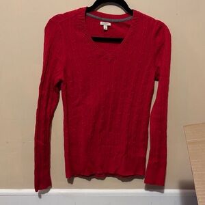 Women Red V-Neck Sweater